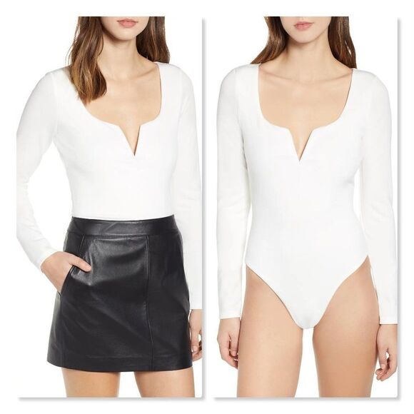 Tiger Mist Fetch Notch Detail Bodysuit size XS in White - Picture 1 of 15